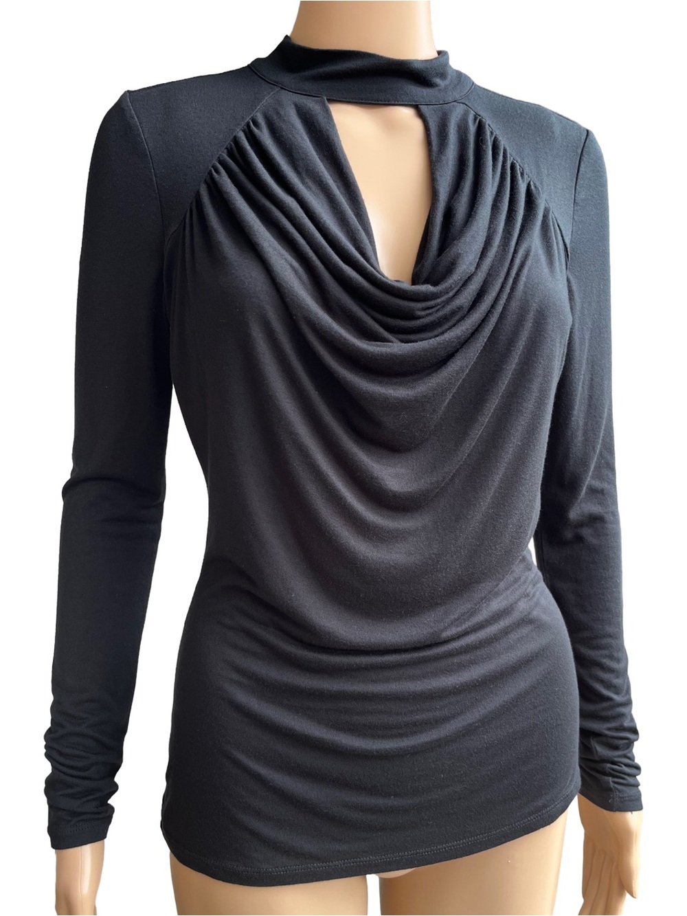 GUESS Black Cowl Neck Knit Top M